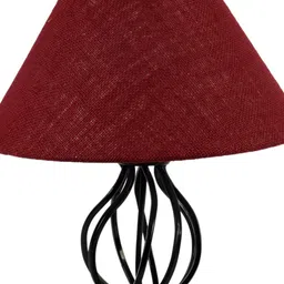 Devansh Maroon Jute Table Lamp with Wood & Iron Base image 5