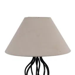Devansh Grey Cotton Table Lamp With Wood & Iron Base image 5