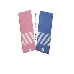 AMRO BEAUTILITY NEEDS Kids Blue & Pink 2 Pieces Striped 250 GSM Cotton Bath Towels-image-49
