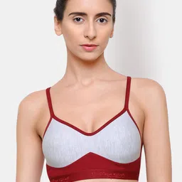College Girl Women Maroon & Grey Colourblocked Bra-image-30