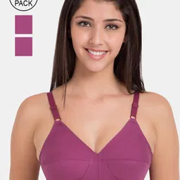 Souminie Pack of 3 Magenta Non Wired Full Coverage Everyday Bra-picture-1