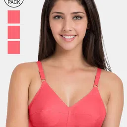 Souminie Women Pack of 4 Coral Solid Cotton Bra-picture-30