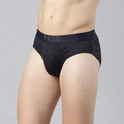 FASO Geometric Printed Mid-Rise Cotton Basic Briefs FS2004-SQ-CHARCOALART image 4