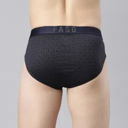 FASO Geometric Printed Mid-Rise Cotton Basic Briefs FS2004-SQ-CHARCOALART image 2