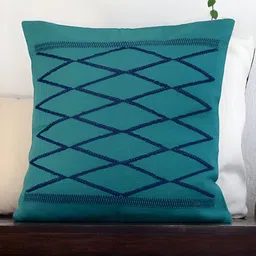 Peepul Tree Teal Geometric Cotton Square Cushion Covers-picture-38