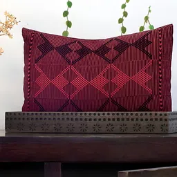 Peepul Tree Red & Black Geometric Rectangle Cotton Cushion Covers-58