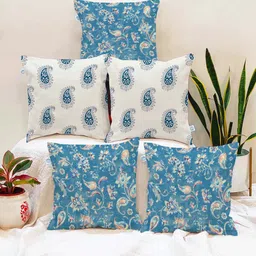 STITCHNEST Blue & White Set of 2 Cartoon Characters Square Cushion Covers-36