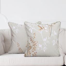 SWAYAM Beige & White Set of 2 Floral Square Cushion Covers-28