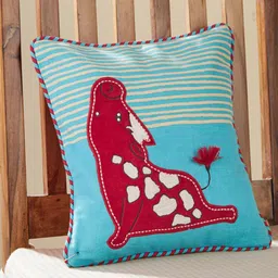 Fabindia Blue & Red Cotton Square Cushion Cover-49