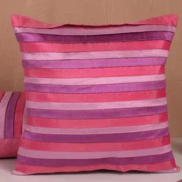 Molcha Set Of 5 Pink & Purple Pleated Square Cushion Covers-10