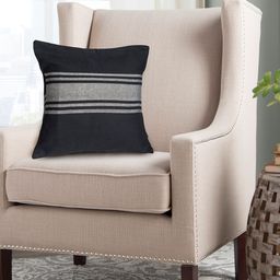 ArtEastri Black & Silver-Toned Striped Cotton Square Cushion Covers-7