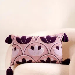 Nestasia Pink & White Floral Tufted Rectangle Cushion Cover-22