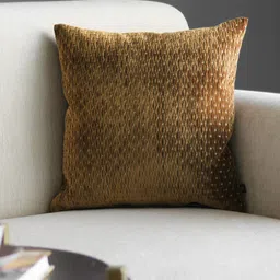 GM Unisex Brown & White Geometric Textured Square Velvet Cushion Cover-picture-35