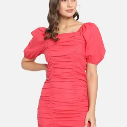 Trend Arrest Ruched Puff Sleeve Bodycon Dress-image-83