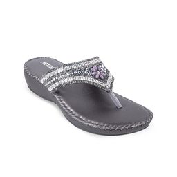 Metro Embellished Open Toe T-Strap Flats-0