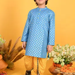SAKA DESIGNS Boys Ethnic Motifs Printed Pure Cotton Kurta With Dhoti Pants-42