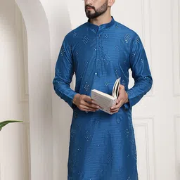 SOJANYA Embellished Mirror Work Silk Cotton Kurta-image-68