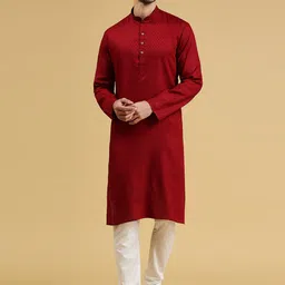 RAJUBHAI HARGOVINDAS Mandarin Collar Regular Pure Cotton Straight Kurta with Churidar-picture-16