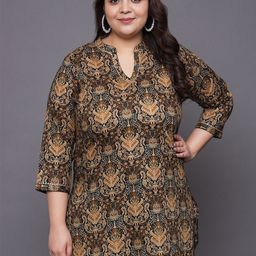 Tissu Plus Size Ethnic Motifs Printed Gotta Patti Pure Cotton Kurti-64