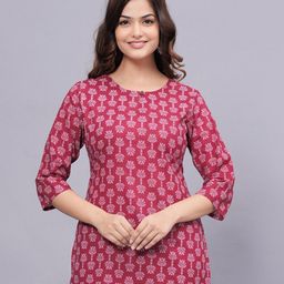 ROOPWATI FASHION Floral Printed Keyhole Neck Pure Cotton Kurti-picture-21