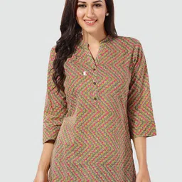 Saree Swarg Chevron Printed Pure Cotton Kurti-16