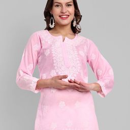 ADA Ethnic Motifs Chikankari Embroidered Thread Work Pure Cotton Thread Work Kurti-39