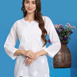 PARAMOUNT CHIKAN Ethnic Motifs Embroidered Chikankari Chikankari Kurti-picture-42