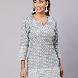 AKIMIA Ethnic Motifs Embroidered Pure Cotton Kurti-image-85