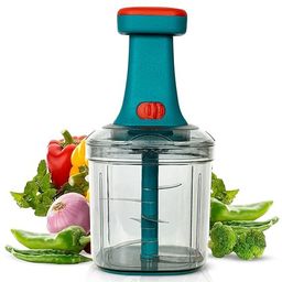 YEMIN Manual Hand Press Push Chopper with 6 Blades for Effortless Chopping Vegetables & Fruits (Push Chopper-1000 ML) image 1