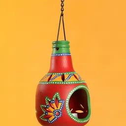 ExclusiveLane Red & Green The Earthern Bottle Tea-Light Holder-image-32