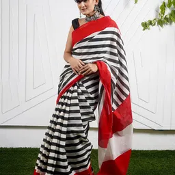 TEEJH Striped Pure Cotton Saree-13
