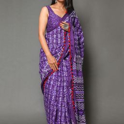 BUTA BUTI Pure Cotton Ethnic Motif Pompom Border Saree-72