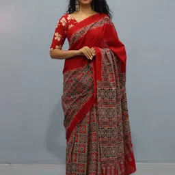 Sanganeri Print Floral Print Pure Cotton Saree-10