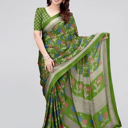 MIRCHI FASHION Green & Grey Floral Printed Saree-image-59