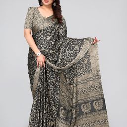 MIRCHI FASHION Black & Beige Floral Printed Saree-image-60