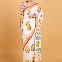 BLOCKS OF INDIA Floral Printed Pure Cotton Block Print Saree-picture-29