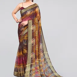 MIRCHI FASHION Brown & Gold-Toned Ethnic Motifs Printed Zari Saree-picture-47