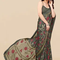 KALINI Floral Printed Poly Chiffon Saree-picture-20