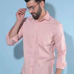 Crimsoune Club Classic Slim Fit Geometric Printed Pure Cotton Casual Shirt-image-41