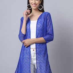 Rute Women Blue Self Design Cotton Shrug-picture-21