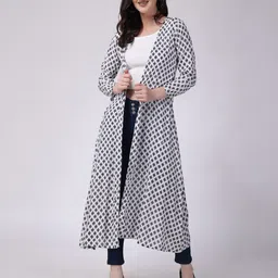 SCORPIUS Ethnic Motifs Printed Longline Open Front Shrug image 3