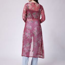 SCORPIUS Printed Chiffon Open Front Longline Shrug image 3