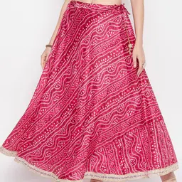 Clora Creation Bandhani Printed Flared Maxi Skirt-49