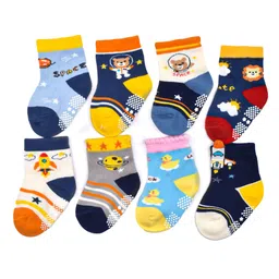FOOTPRINTS Kids Pack Of 8 Assorted Ankle-Length Cotton Socks-67