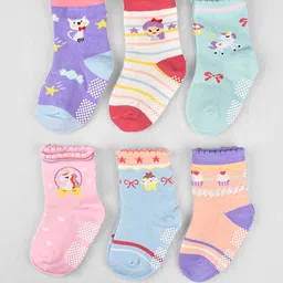 FOOTPRINTS Kids Pack Of 6 Ankle-Length Cotton Socks-26