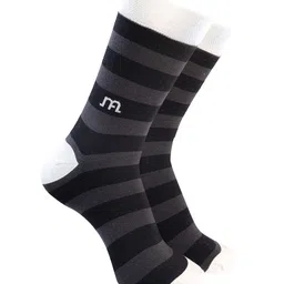 Man Arden Men Grey & White Patterned Calf-Length Cotton Socks-20