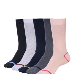 RC. ROYAL CLASS Women Pack Of 5 Solid Calf-Length Cotton Socks-image-94