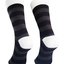 Man Arden Men Grey & White Patterned Calf-Length Cotton Socks image 5