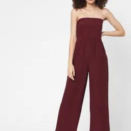 ONLY Maroon Solid Off-Shoulder Party Jumpsuit-image-36