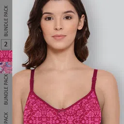 LYRA Pack Of 2 Printed Combed Cotton Wirefree Secret Support Bra with Detachable Strap-image-49